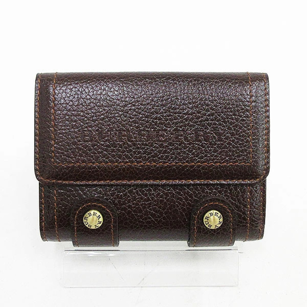 BURBERRY Double snap wallet brown leather